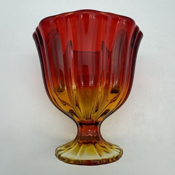 Vintage LE Smith Simplicity  Amberina  Apothecary Jar Candy Dish & Lid MCM Glow - Picture 7 of 11